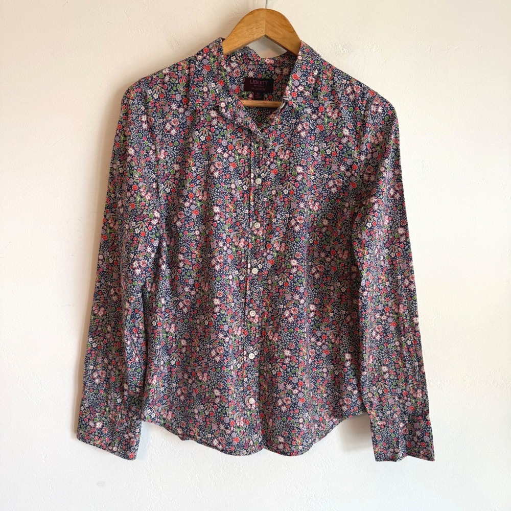 J.Crew Liberty Kayoko Floral Perfect Shirt 10 Cotton Cottagecore Button Up